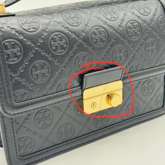 TORY BURCH T monogram leather convertible crossbody bag -BLACK (Has scratch) - Picture 15 of 16
